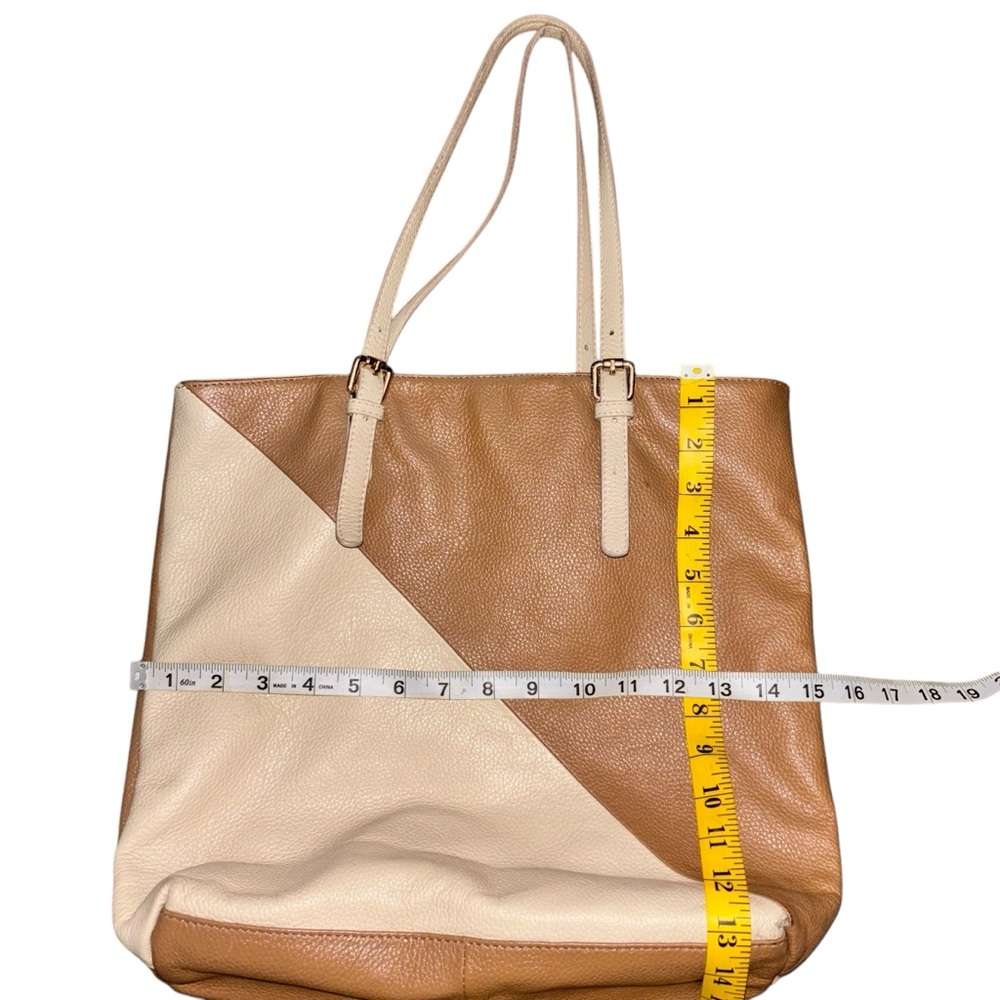 Michelle Vale Beige Tan Color block  Shoulder Bag Purse Good condition